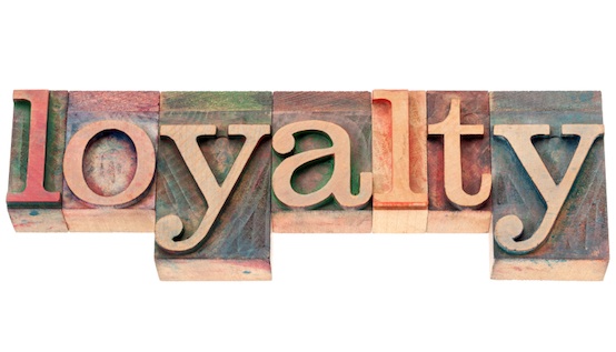 loyalty word in wood type